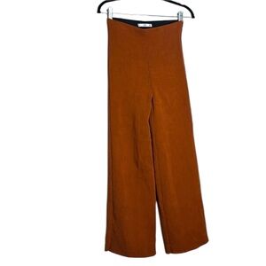 MNG mango orange high waisted cropped wide leg slacks pants 2